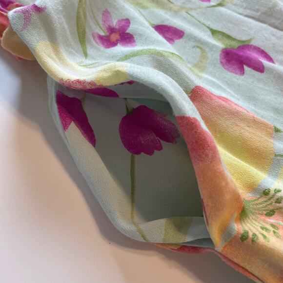 Reformation Tulip Print Silk Dress Womens Small/XS Mint Green Floral Pockets - Picture 6 of 10